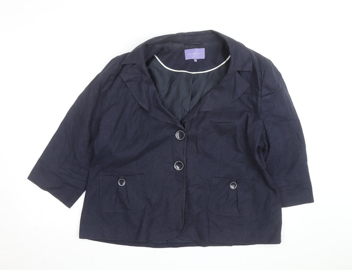 Autonomy Women’s Blue Linen Blend Blazer Jacket Size 22