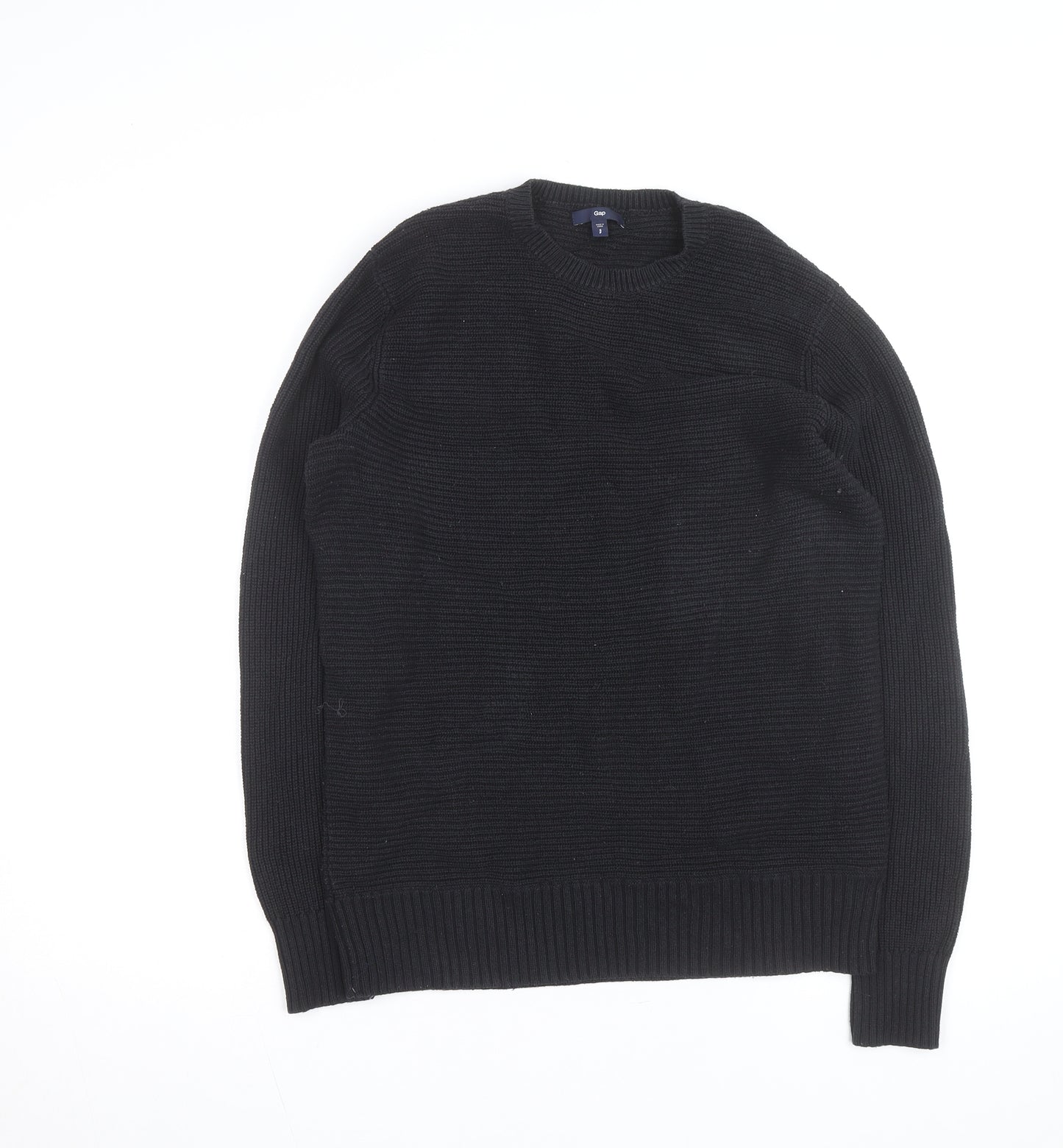 Gap Men Black Cotton Chunky Knit Crew Neck Jumper Size S