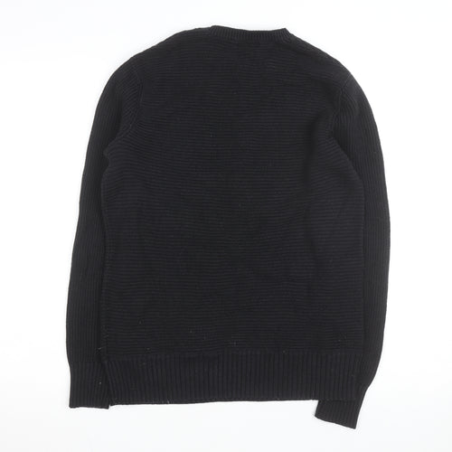 Gap Men Black Cotton Chunky Knit Crew Neck Jumper Size S