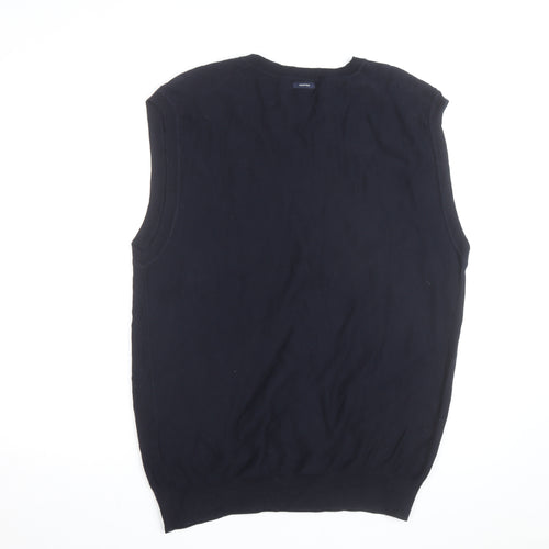 Nautica Men's Blue Cotton Argyle V-Neck Sleeveless Jumper XL