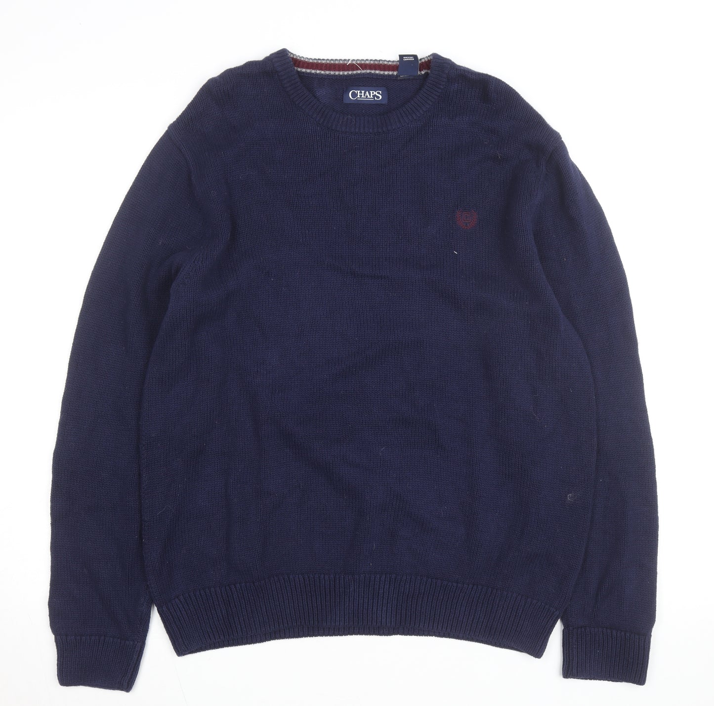 Chaps Men's Blue Cotton Crew Neck Pullover Jumper M