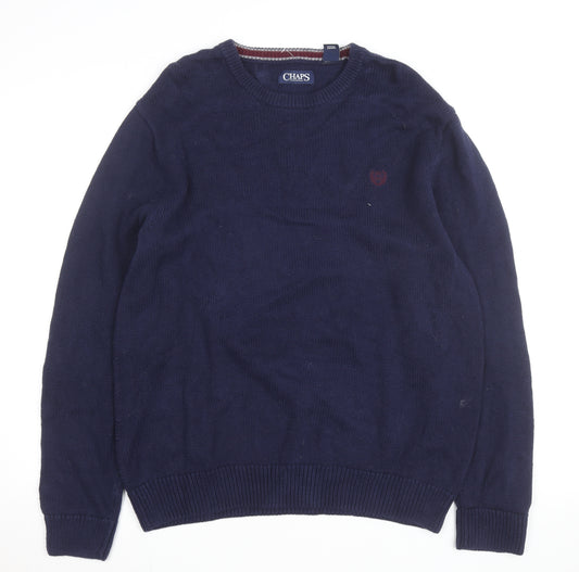Chaps Men's Blue Cotton Crew Neck Pullover Jumper M