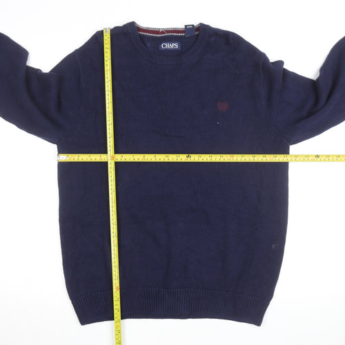 Chaps Men's Blue Cotton Crew Neck Pullover Jumper M