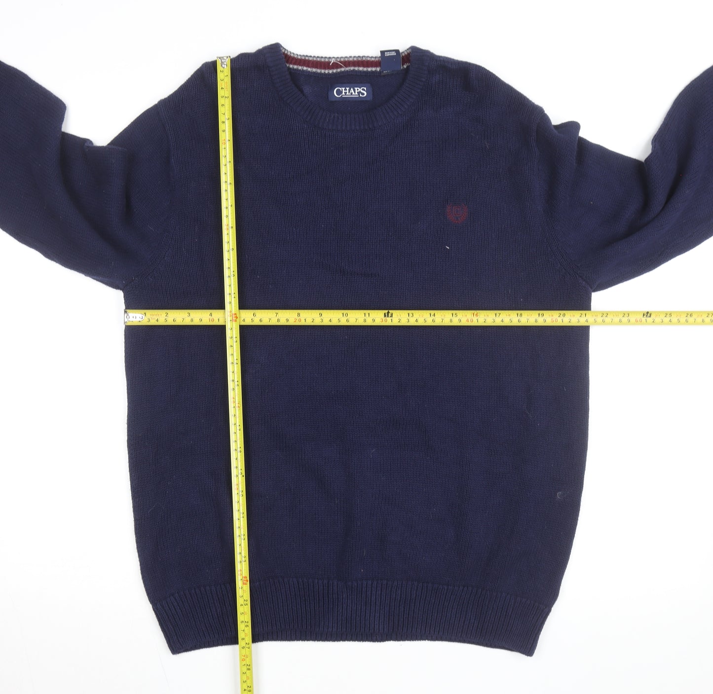 Chaps Men's Blue Cotton Crew Neck Pullover Jumper M