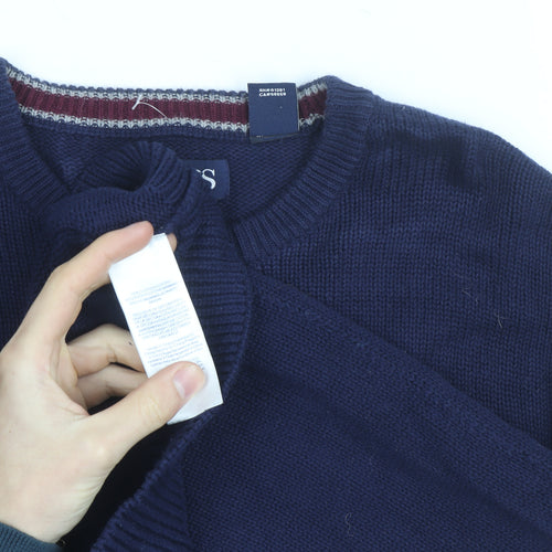 Chaps Men's Blue Cotton Crew Neck Pullover Jumper M