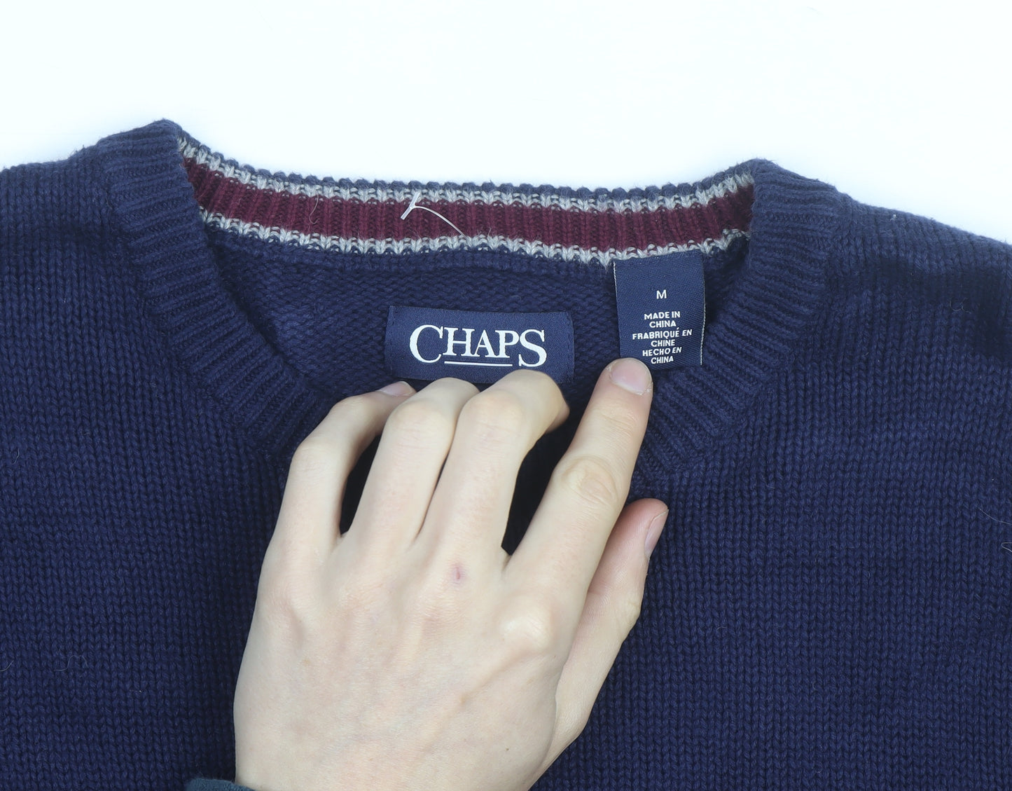 Chaps Men's Blue Cotton Crew Neck Pullover Jumper M