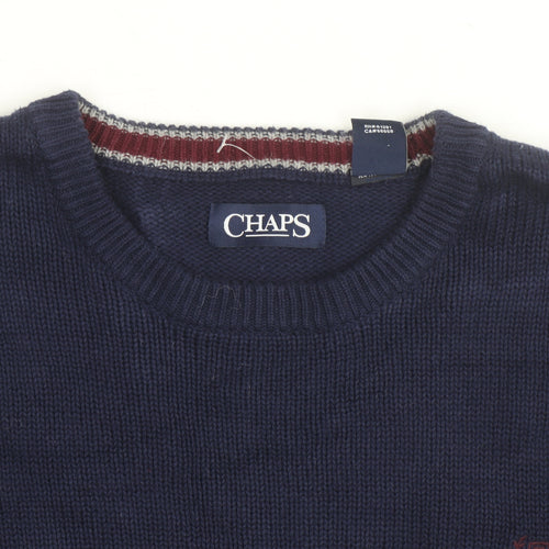 Chaps Men's Blue Cotton Crew Neck Pullover Jumper M