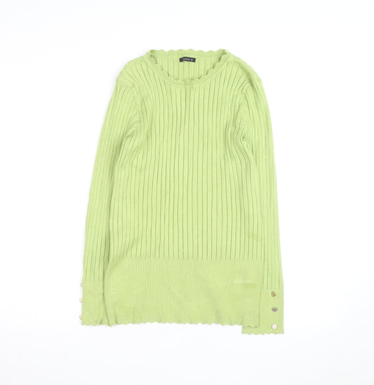 Roman Women’s Green Ribbed Knit Long Sleeve Pullover Jumper Size 16