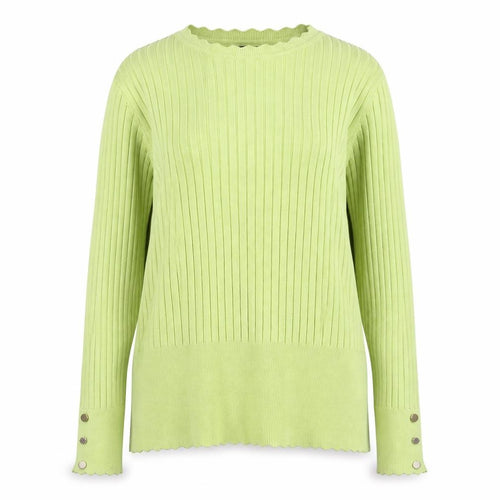 Roman Women’s Green Ribbed Knit Long Sleeve Pullover Jumper Size 16