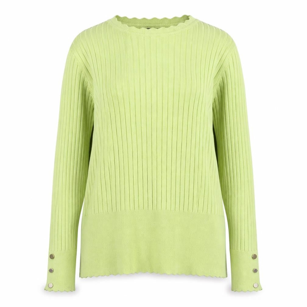 Roman Women’s Green Ribbed Knit Long Sleeve Pullover Jumper Size 16