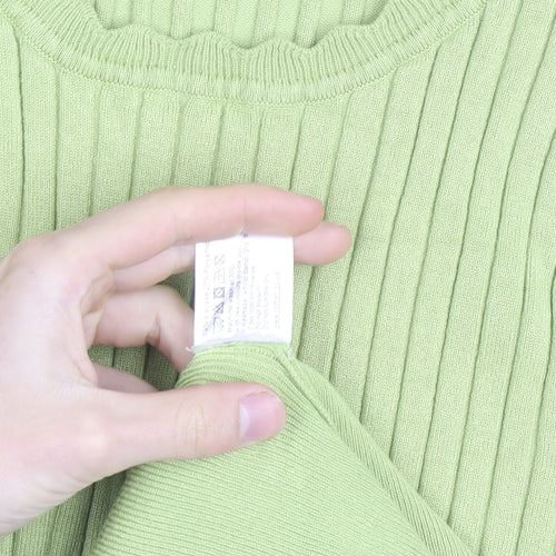 Roman Women’s Green Ribbed Knit Long Sleeve Pullover Jumper Size 16