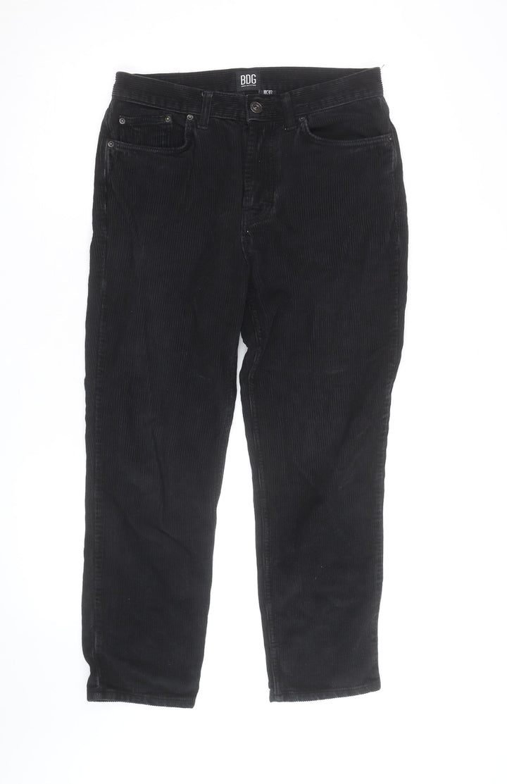 BDG Men’s Black Corduroy Dad Trousers W30 L30 Straight Leg