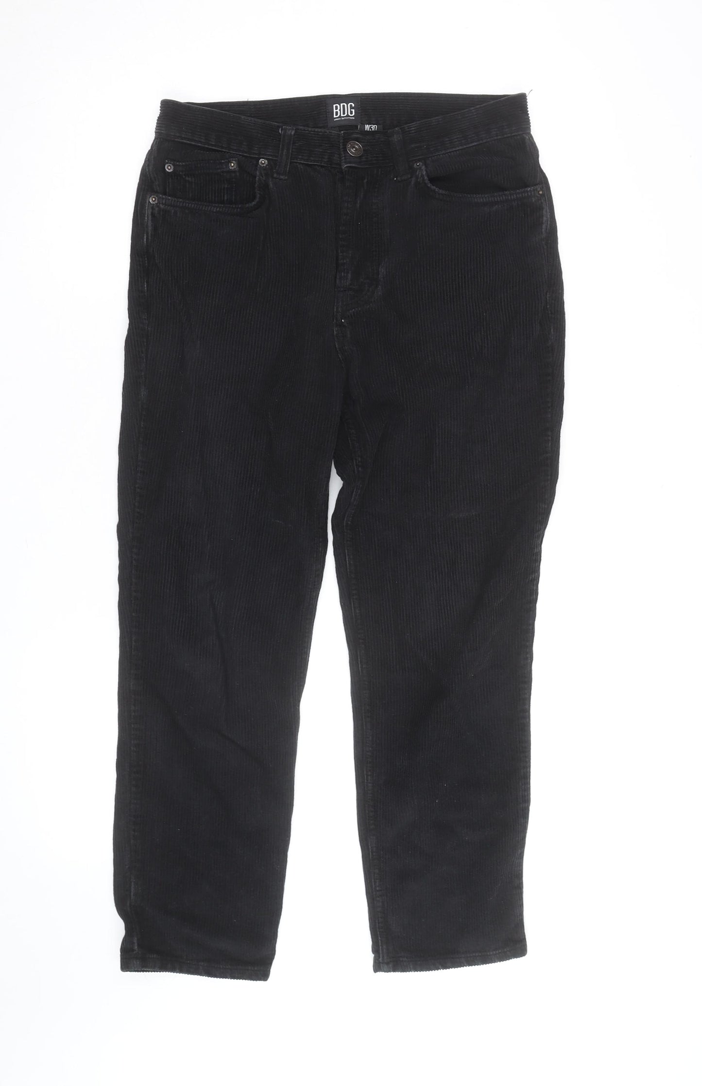 BDG Men’s Black Corduroy Dad Trousers W30 L30 Straight Leg