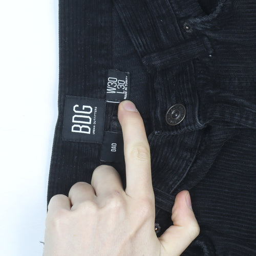 BDG Men’s Black Corduroy Dad Trousers W30 L30 Straight Leg