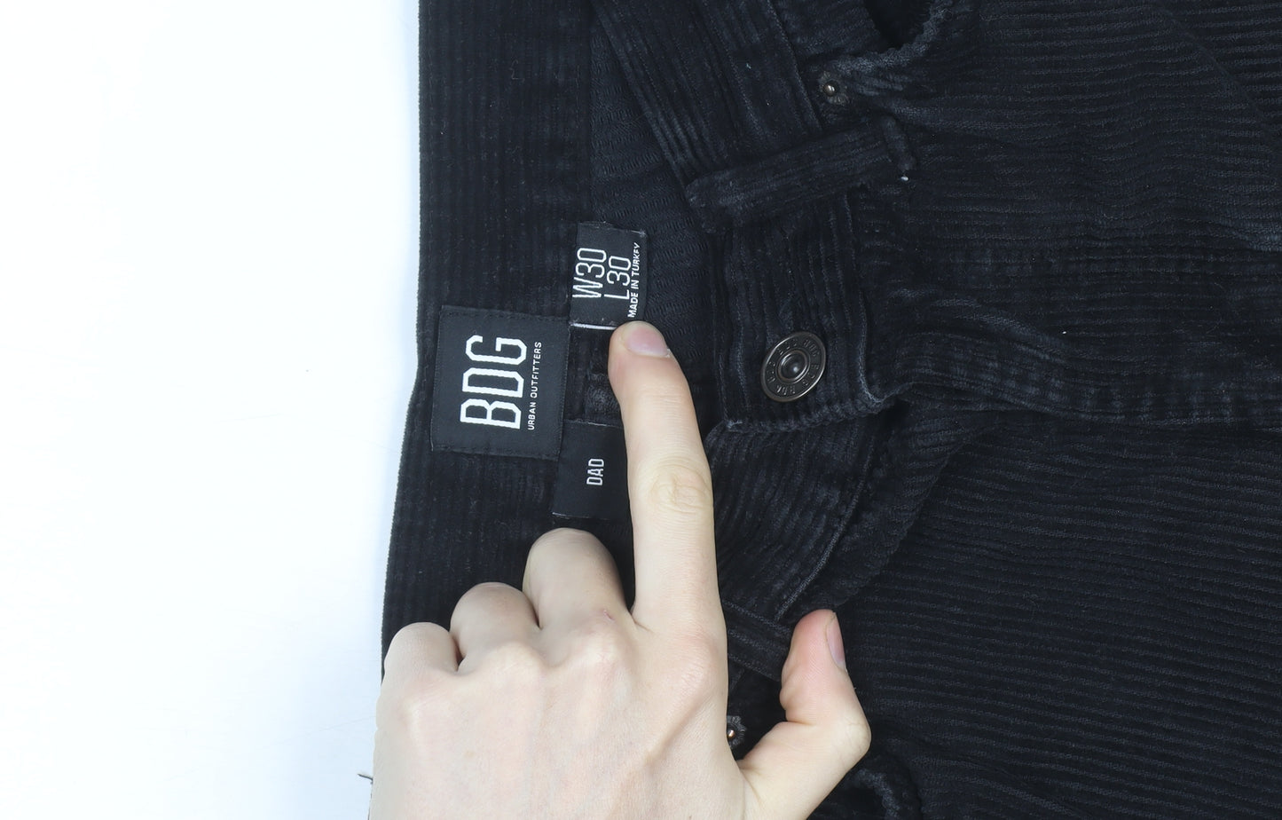 BDG Men’s Black Corduroy Dad Trousers W30 L30 Straight Leg