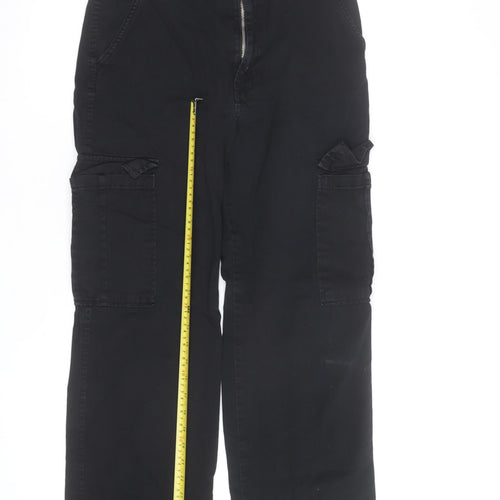 Stradivarius Mens Black Cargo Trousers S Regular Fit Cotton