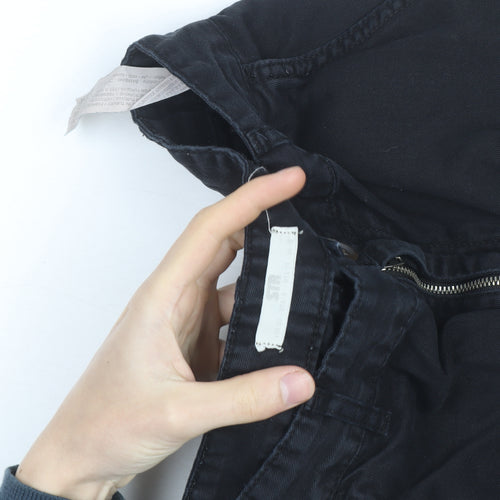 Stradivarius Mens Black Cargo Trousers S Regular Fit Cotton