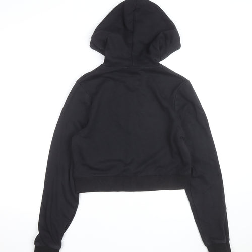 Section Womens Black Cropped Pullover Hoodie Size 10 Embellished Logo