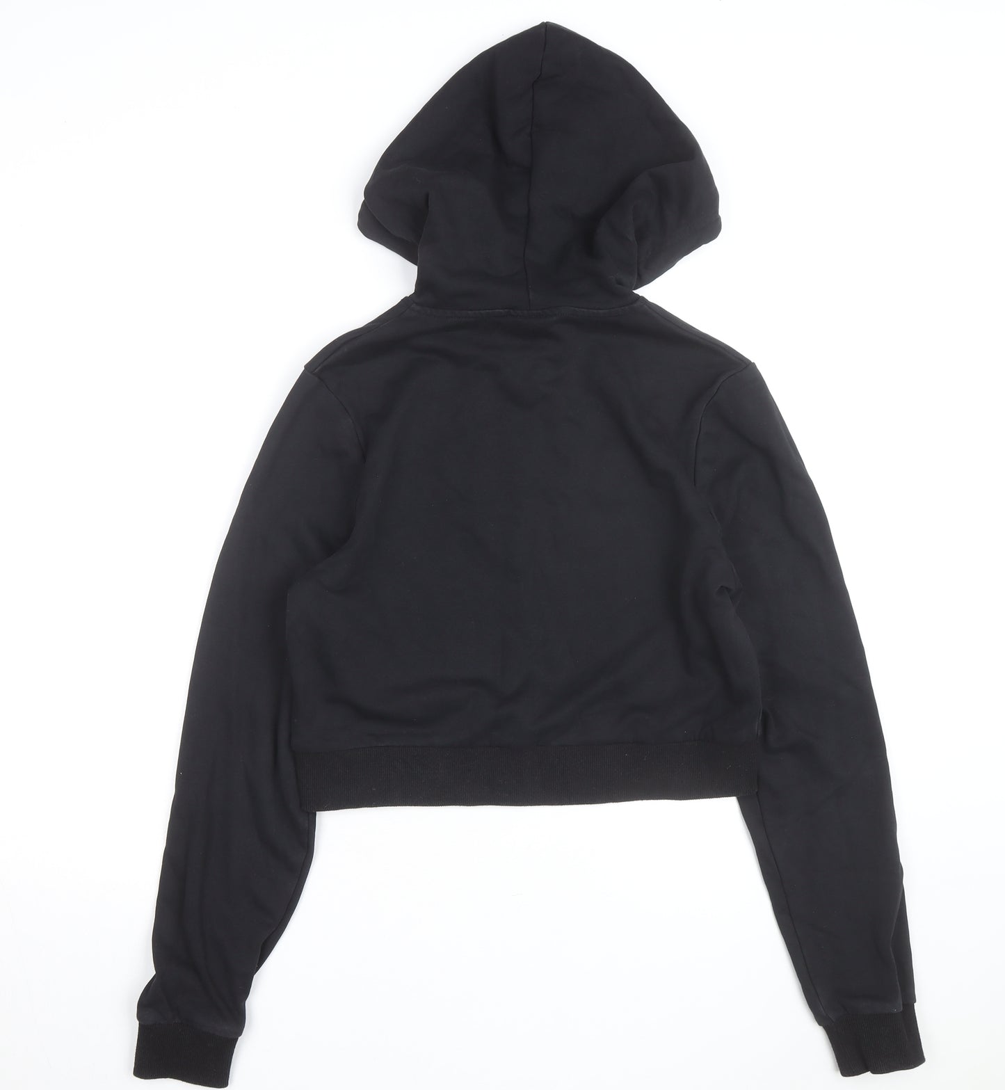Section Womens Black Cropped Pullover Hoodie Size 10 Embellished Logo