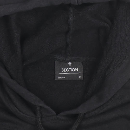 Section Womens Black Cropped Pullover Hoodie Size 10 Embellished Logo
