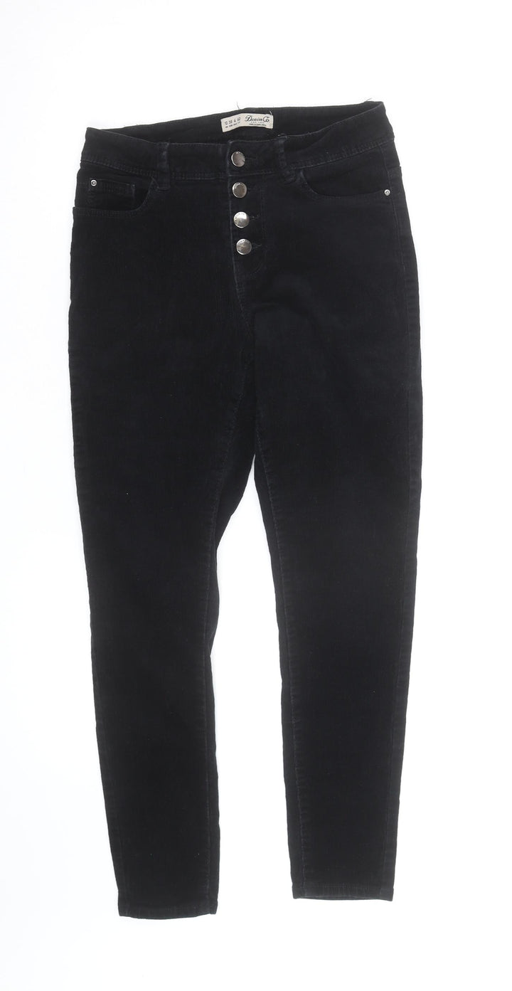 Denim Co Women Black Corduroy Skinny High Rise Trousers Size 10