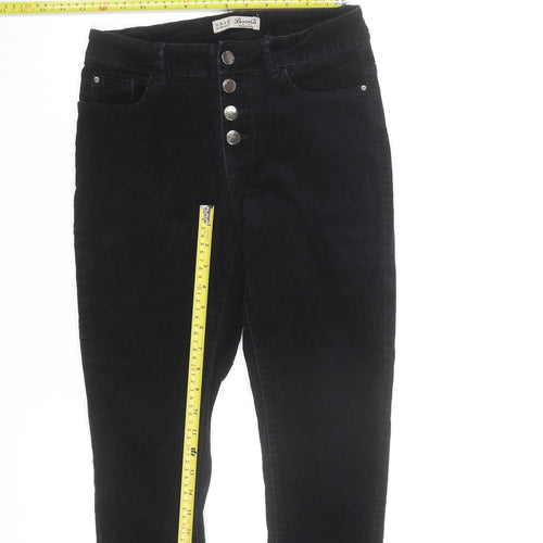 Denim Co Women Black Corduroy Skinny High Rise Trousers Size 10
