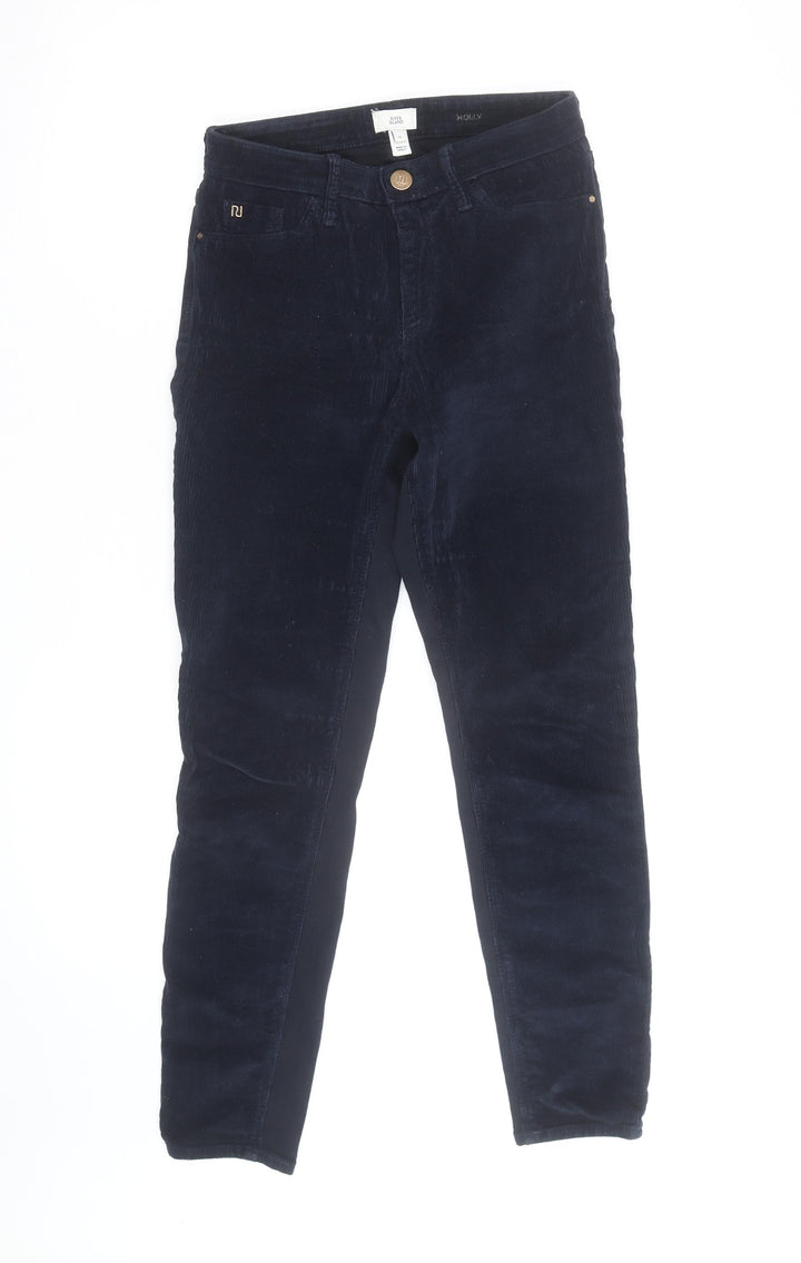 River Island Women Blue Corduroy Skinny Trousers Size 10