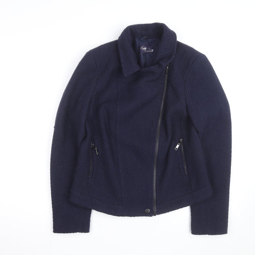 Marks and Spencer Women’s Blue Wool Blend Biker Jacket Size 10