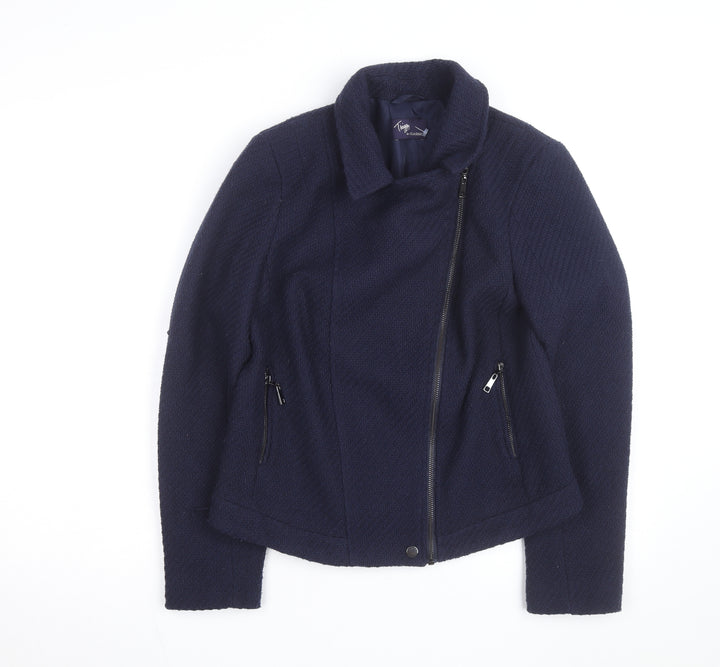 Marks and Spencer Women’s Blue Wool Blend Biker Jacket Size 10