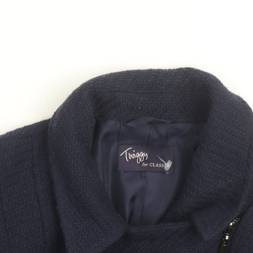 Marks and Spencer Women’s Blue Wool Blend Biker Jacket Size 10