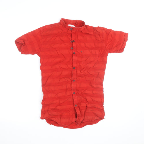 Gansta Red Short Sleeve Button-Up Cotton Women's Shirt M
