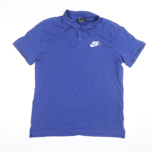 Nike Men's Blue Cotton Short Sleeve Polo Shirt Size L