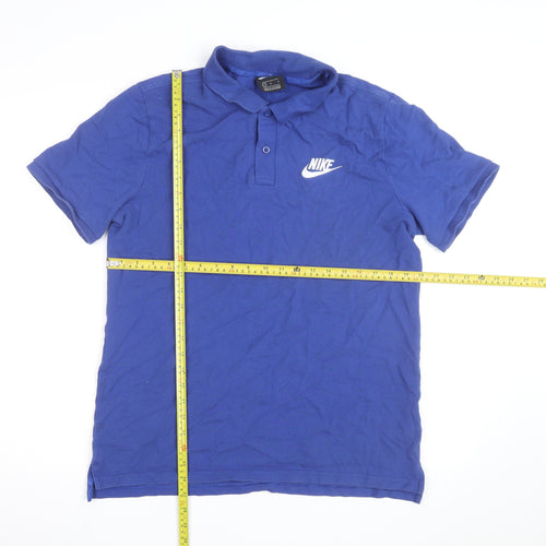 Nike Men's Blue Cotton Short Sleeve Polo Shirt Size L