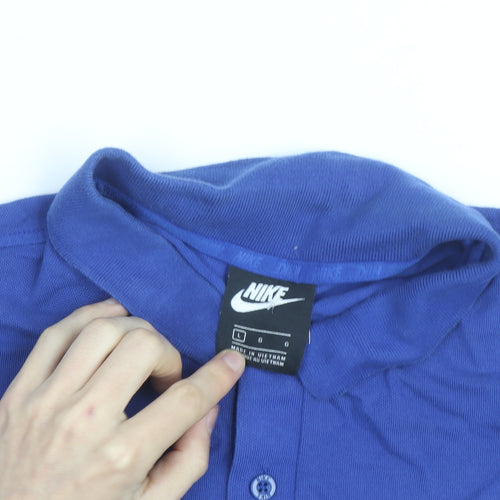 Nike Men's Blue Cotton Short Sleeve Polo Shirt Size L