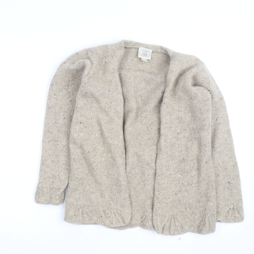 Lauren Ashley Women Beige Petite Wool Cardigan Size Small