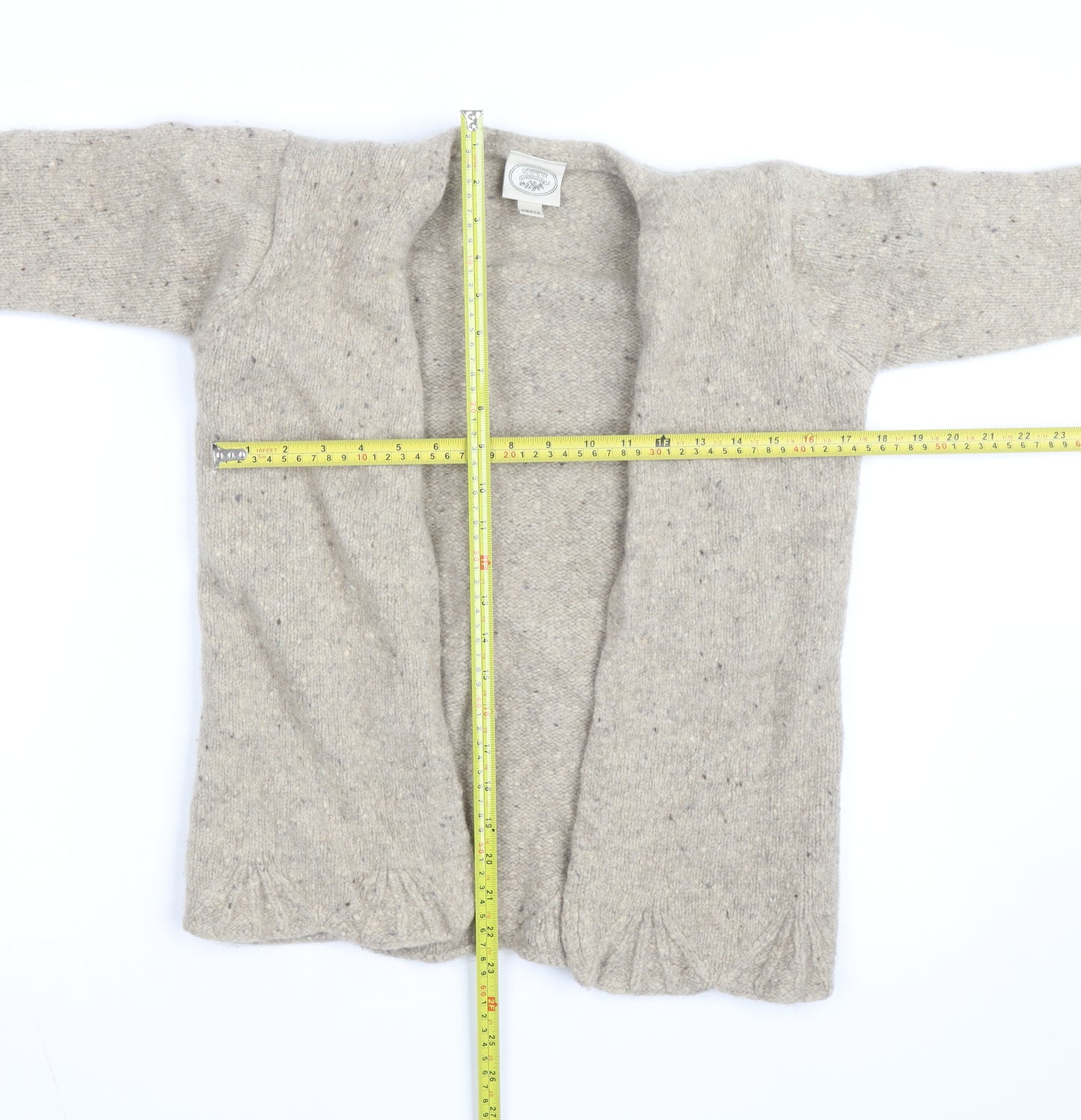 Lauren Ashley Women Beige Petite Wool Cardigan Size Small