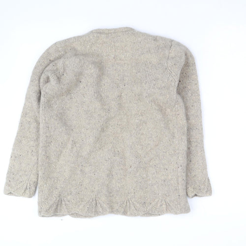 Lauren Ashley Women Beige Petite Wool Cardigan Size Small