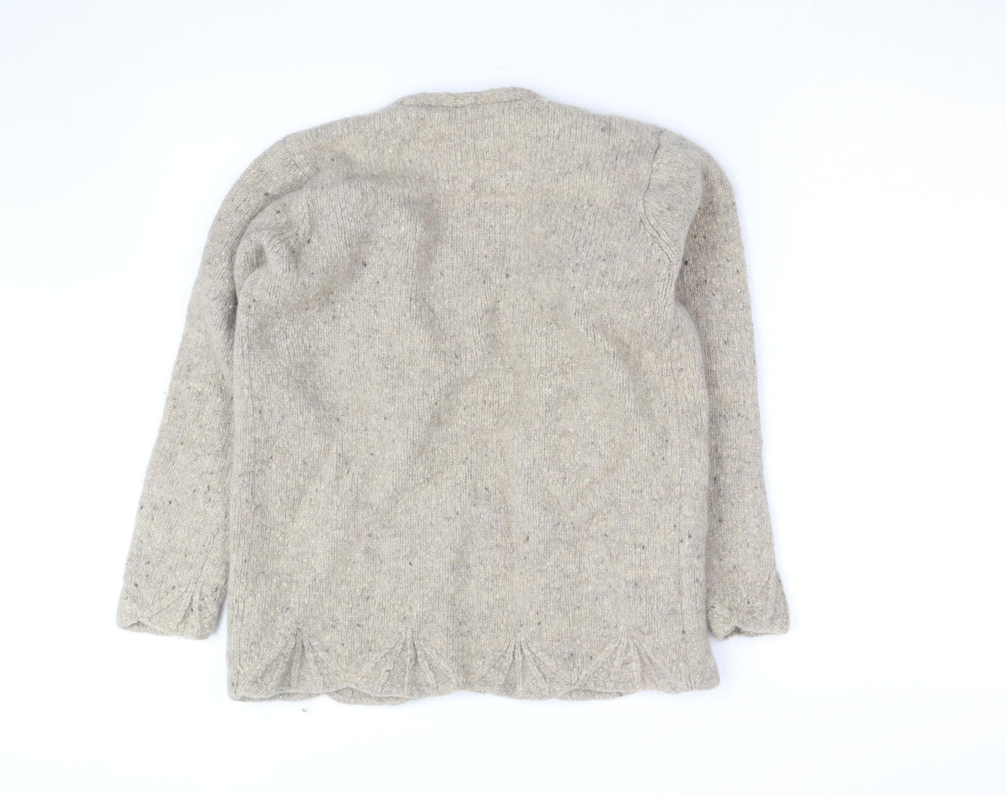 Lauren Ashley Women Beige Petite Wool Cardigan Size Small