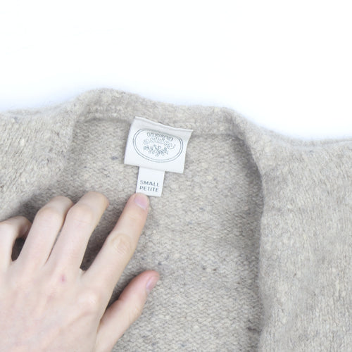 Lauren Ashley Women Beige Petite Wool Cardigan Size Small