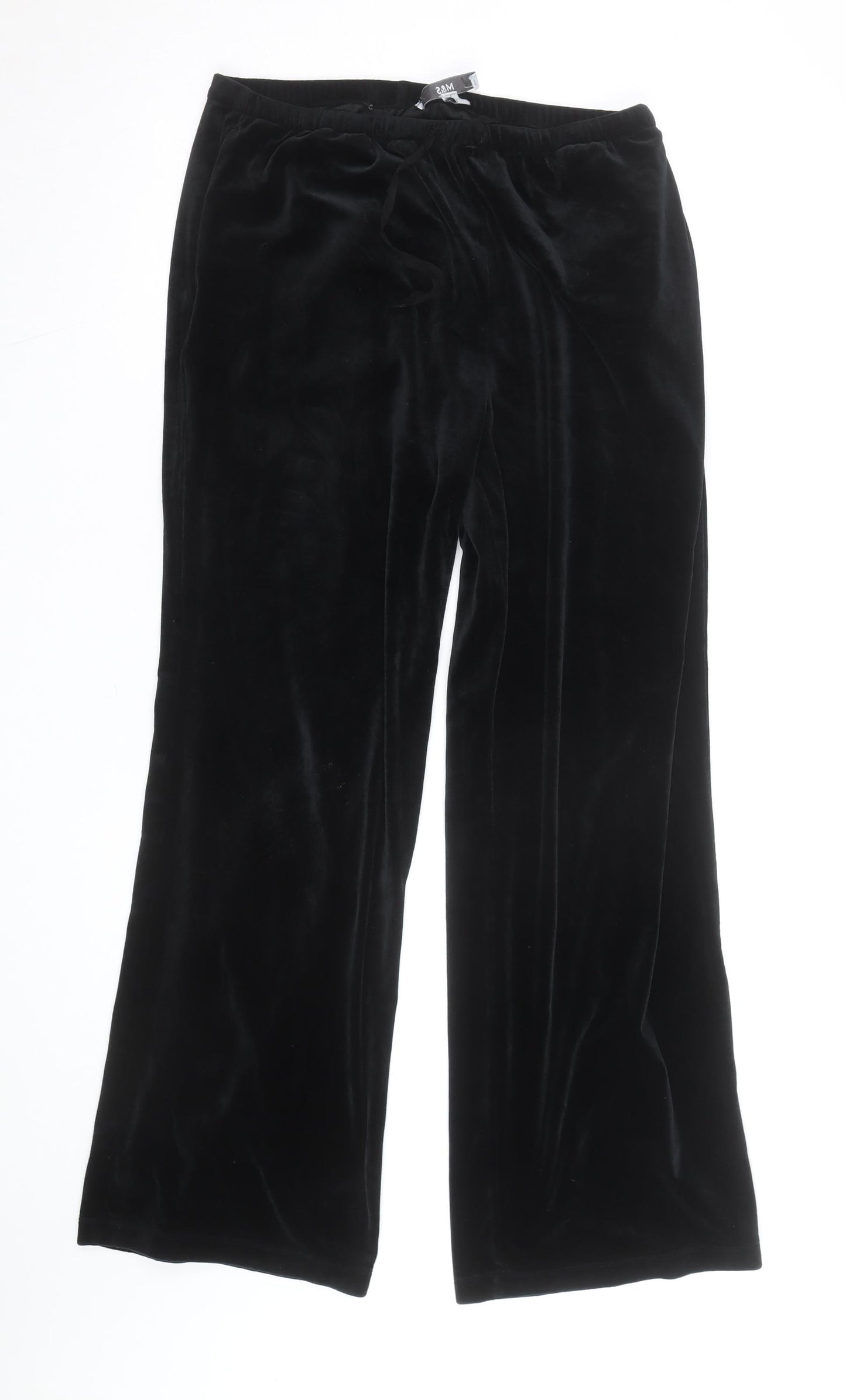 Marks and Spencer Women’s Black Velvet Wide-Leg Trousers Size 12