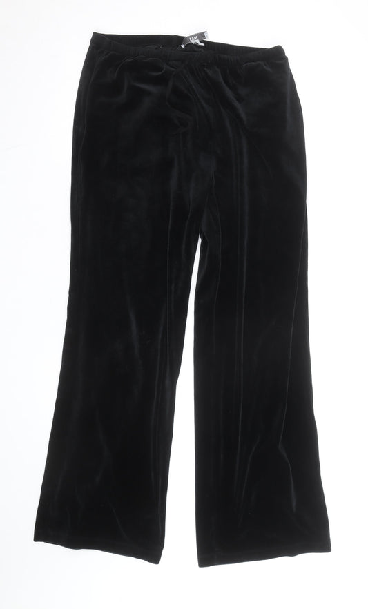 Marks and Spencer Women’s Black Velvet Wide-Leg Trousers Size 12