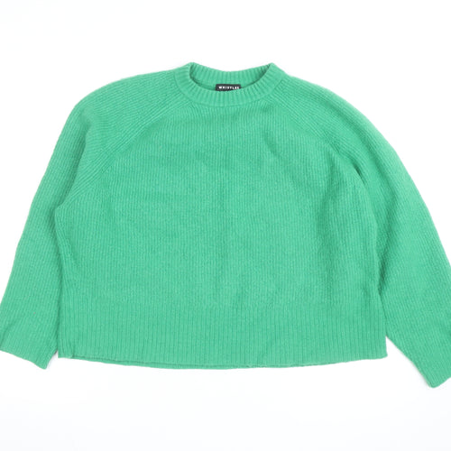 Whistles Men Green Wool Chunky-Knit Crew Neck Jumper Size L