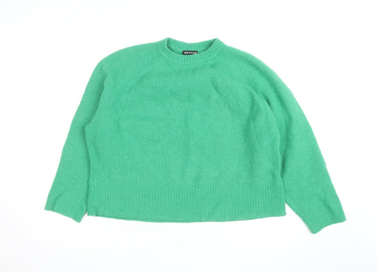 Whistles Men Green Wool Chunky-Knit Crew Neck Jumper Size L