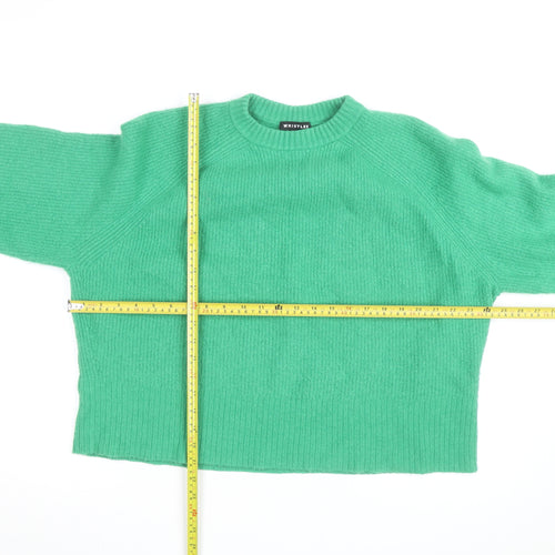 Whistles Men Green Wool Chunky-Knit Crew Neck Jumper Size L