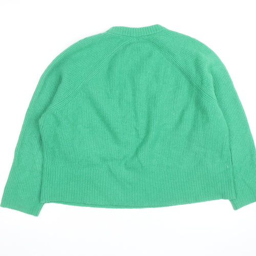 Whistles Men Green Wool Chunky-Knit Crew Neck Jumper Size L