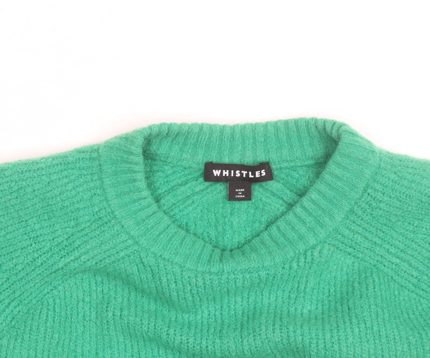 Whistles Men Green Wool Chunky-Knit Crew Neck Jumper Size L