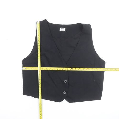 Cotton On Men Black Waistcoat 42 Slim Fit Button Casual Twill