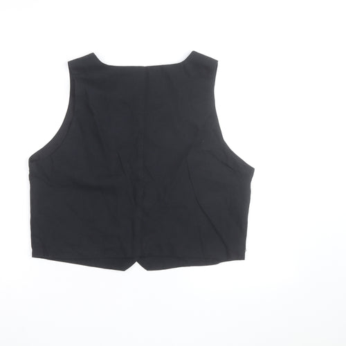 Cotton On Men Black Waistcoat 42 Slim Fit Button Casual Twill