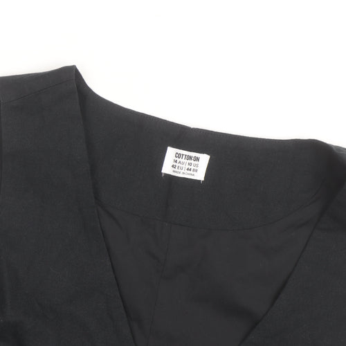 Cotton On Men Black Waistcoat 42 Slim Fit Button Casual Twill