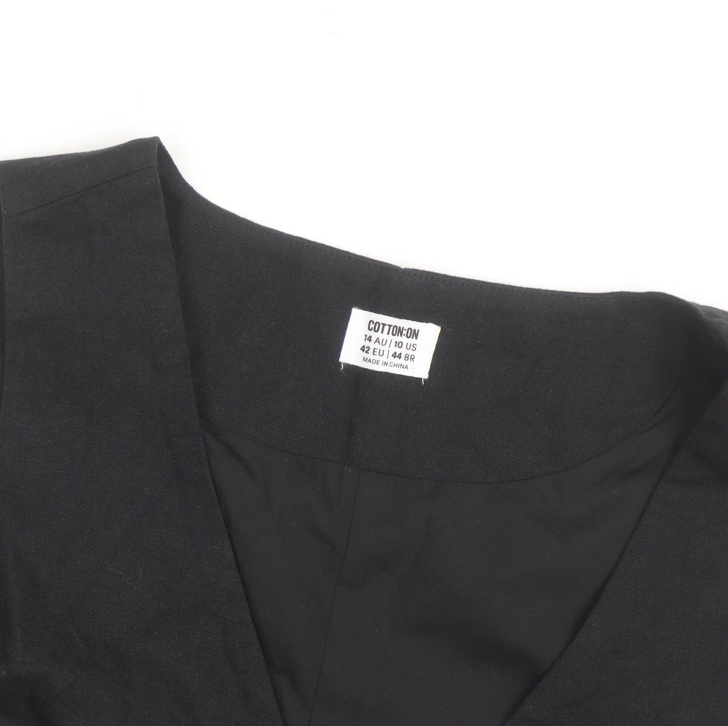 Cotton On Men Black Waistcoat 42 Slim Fit Button Casual Twill